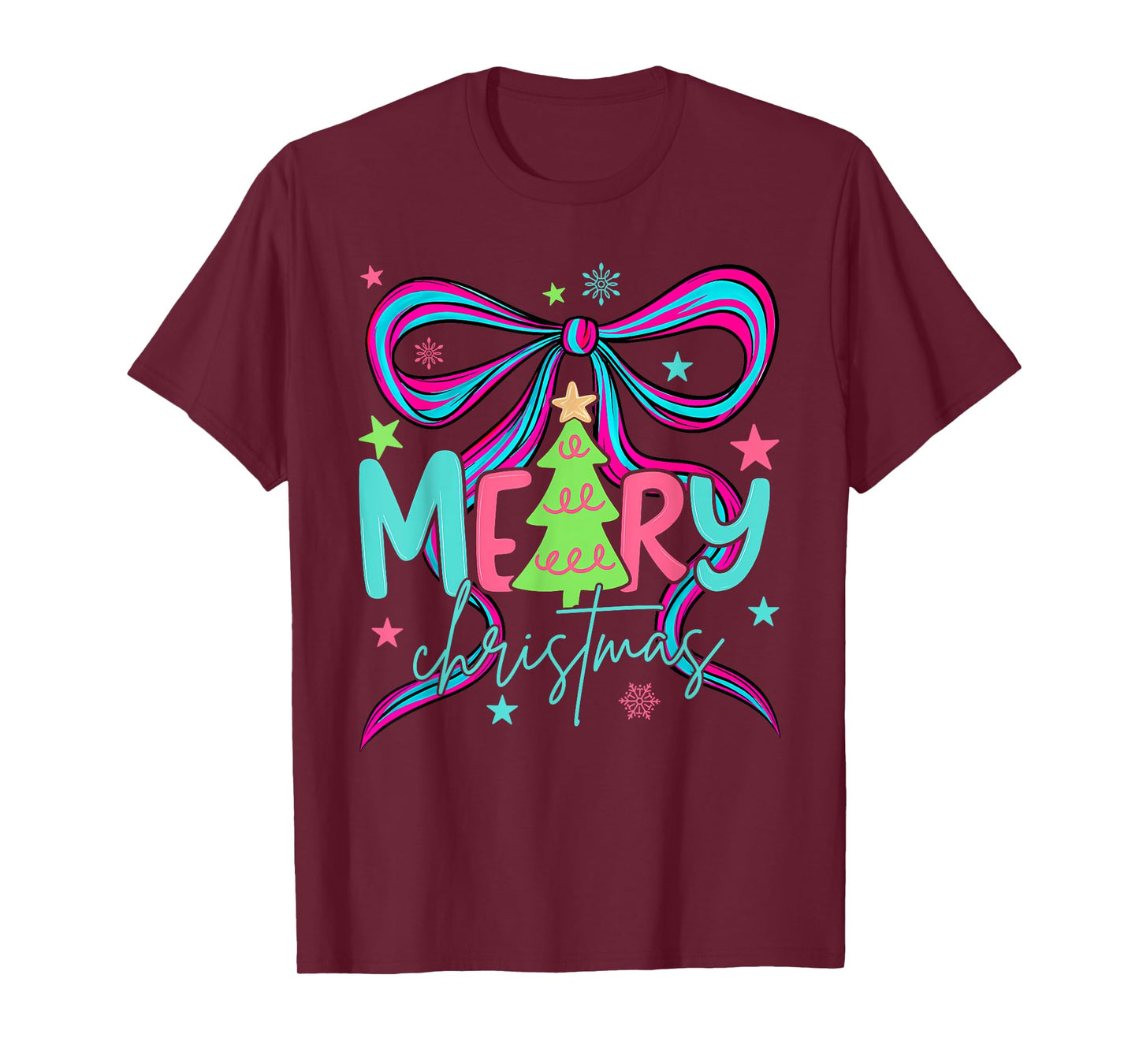 Brushstroke Coquette Merry Christmas Tree Men Women Kids T-Shirt