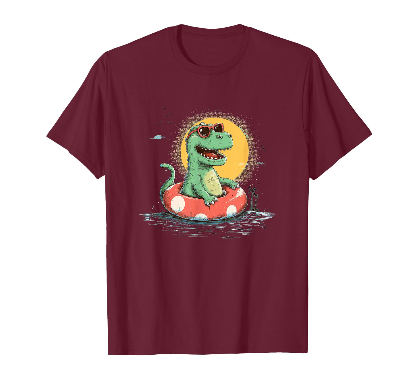 Holiday Dinosaur in Dotted Pool Ring for Boys and Girls T-Shirt