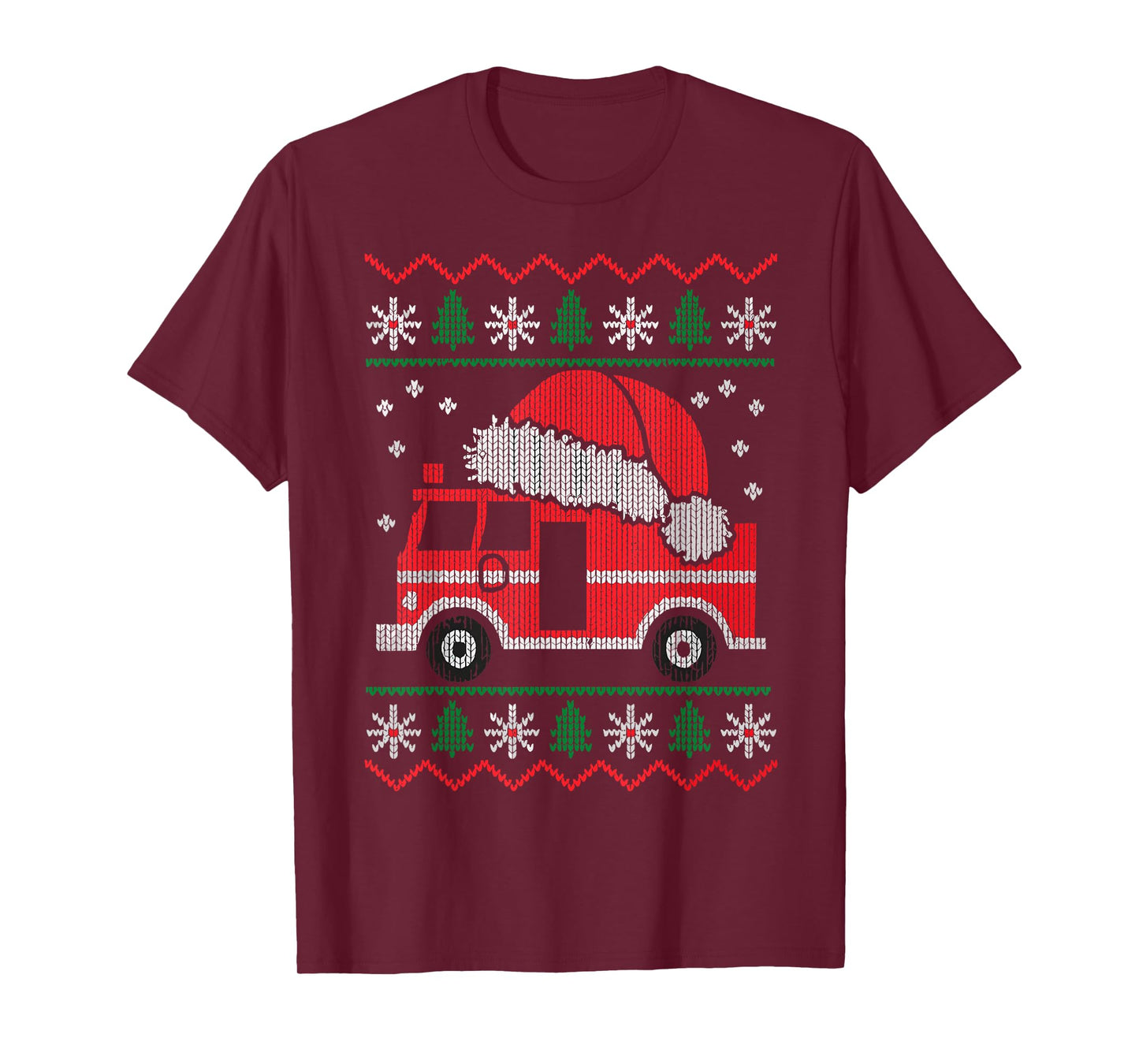 Funny Ugly Christmas Sweater Firetruck Christmas Firefighter T-Shirt