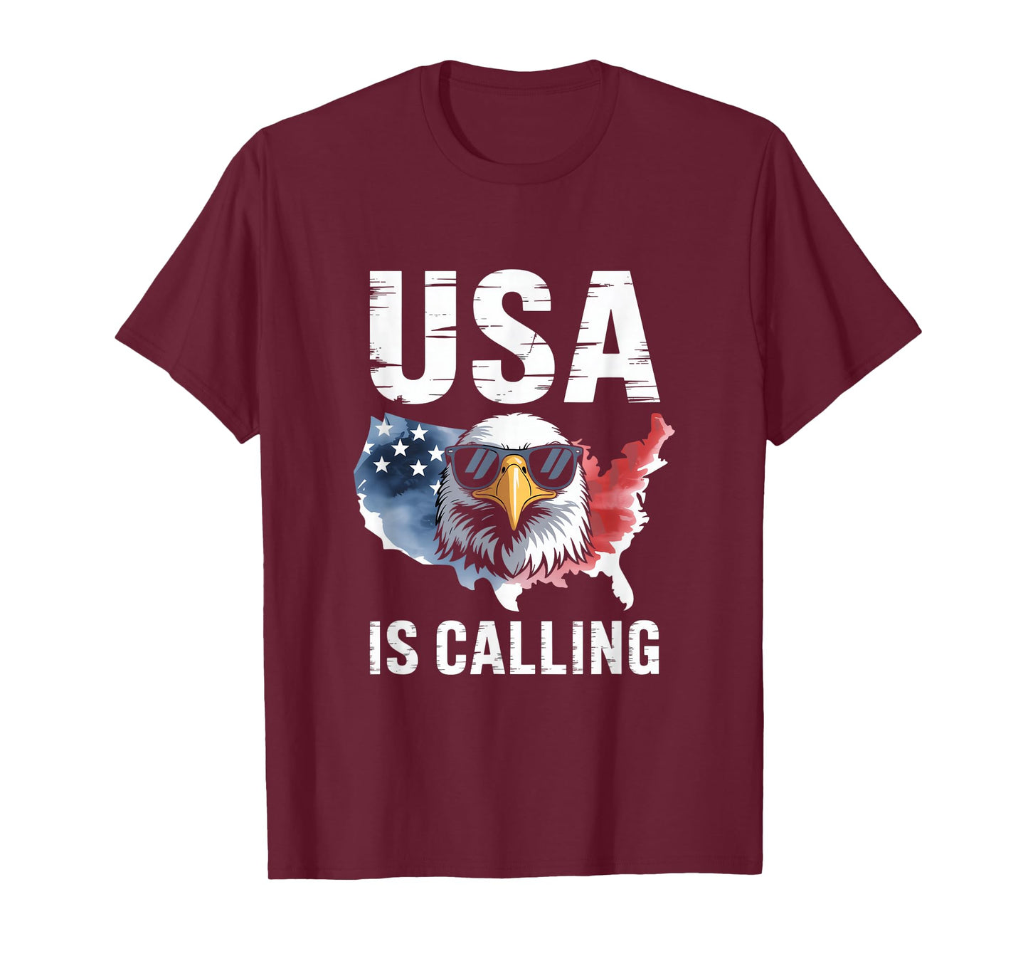 USA is Calling Bald Eagle American Flag Map Pride T-Shirt