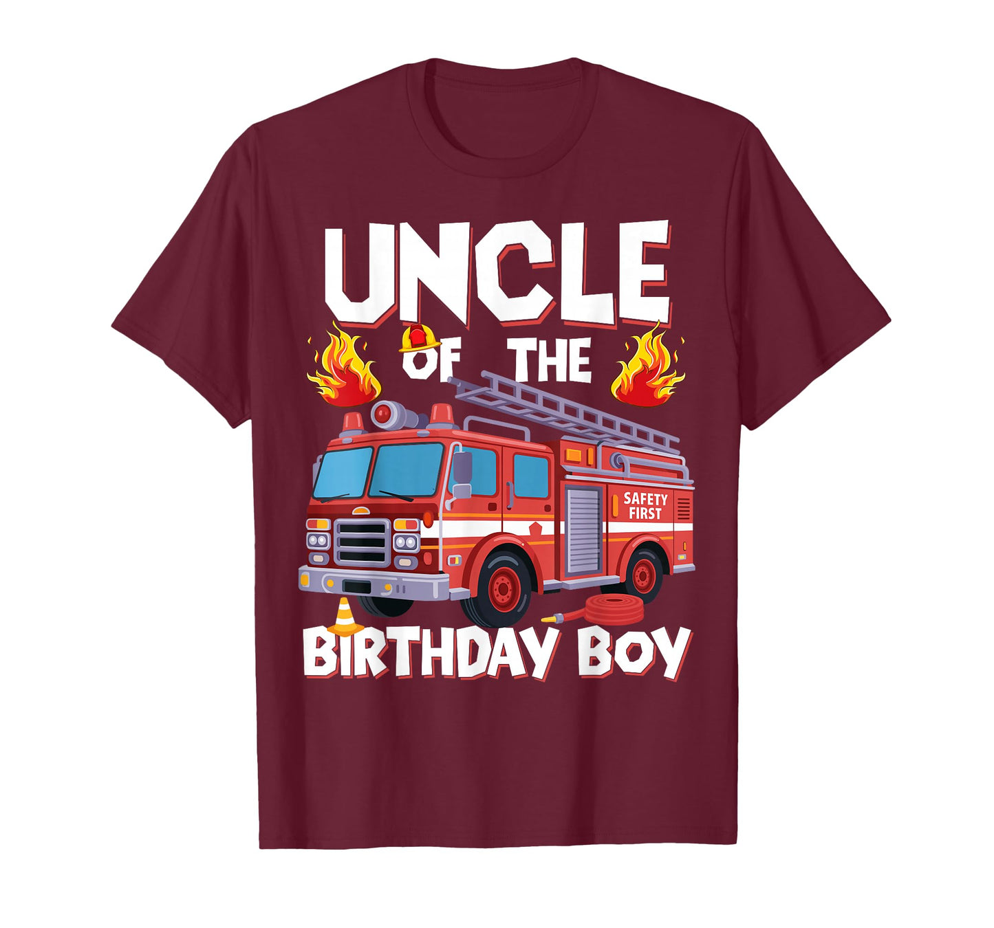 Uncle of The Birthday Boy Fire Truck Firefighter Uncle Bday T-Shirt