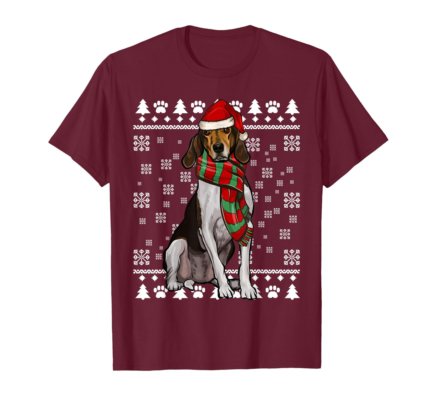 Treeing Walker Coonhound Dog Santa Hat Xmas Ugly Christmas T-Shirt