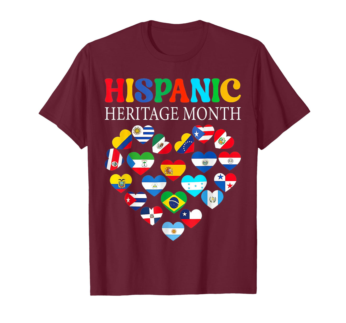 Hispanic Heritage Month All Countries Heart T-Shirt