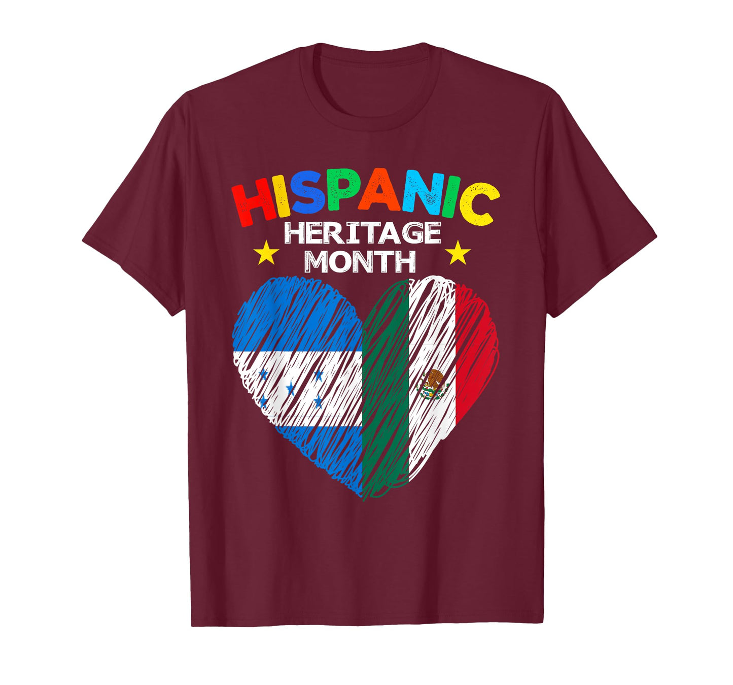 Honduras Mexico Flag Heart Latin Hispanic Heritage Month T-Shirt