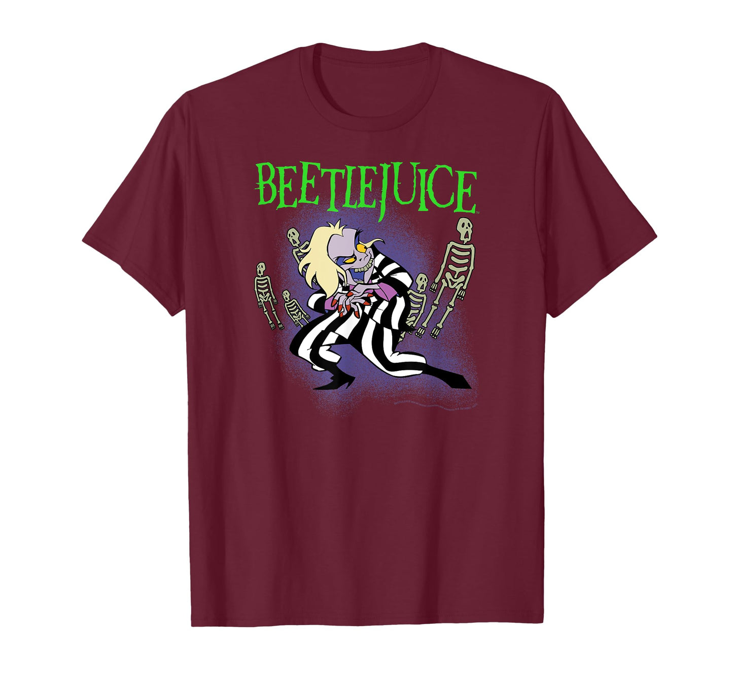 Beetlejuice Scheming Beetlejuice with Skeletons Cartoon T-Shirt