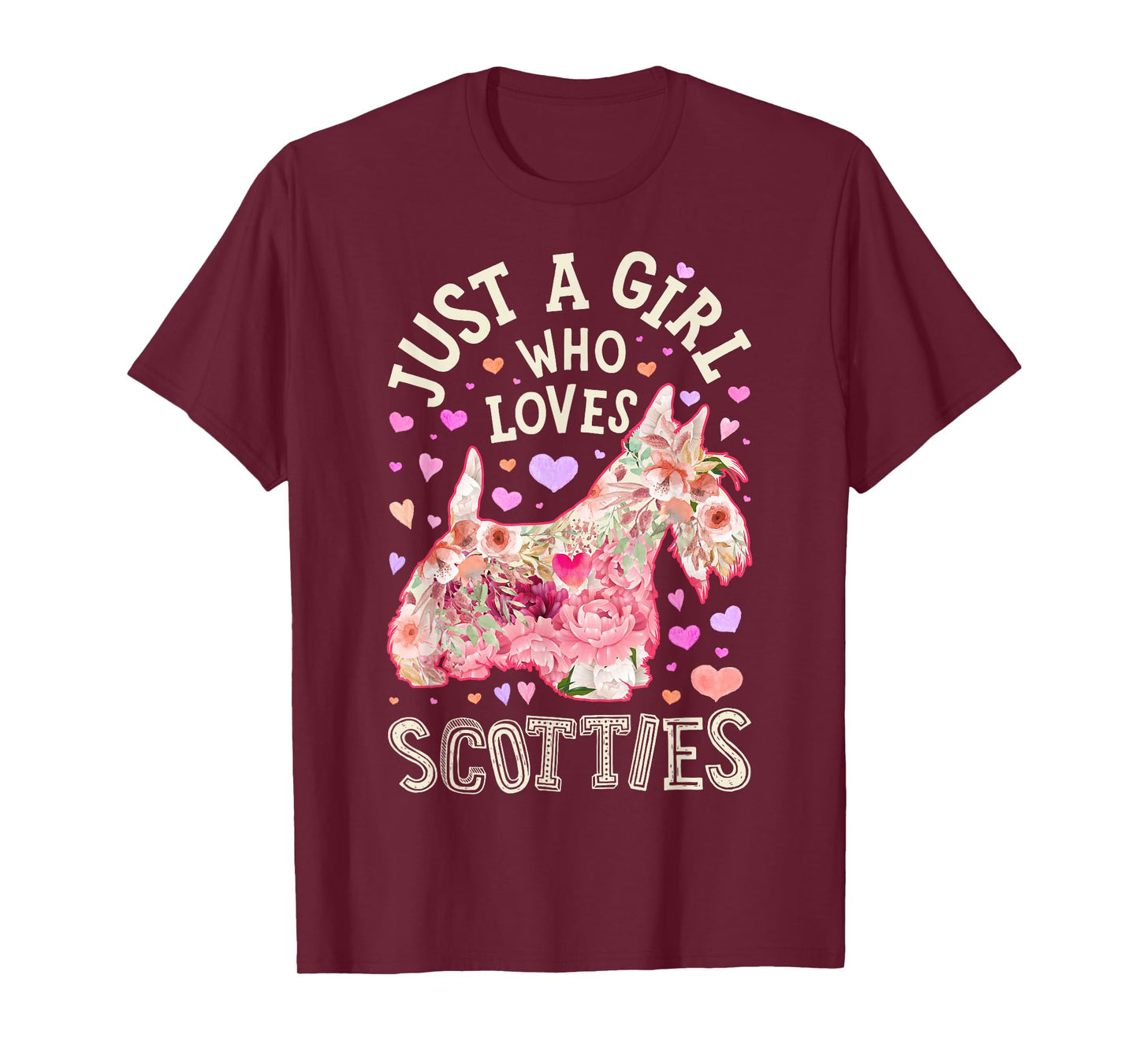 Scottie Scottish Terrier Just A Girl Who Loves Dog Flower T-Shirt
