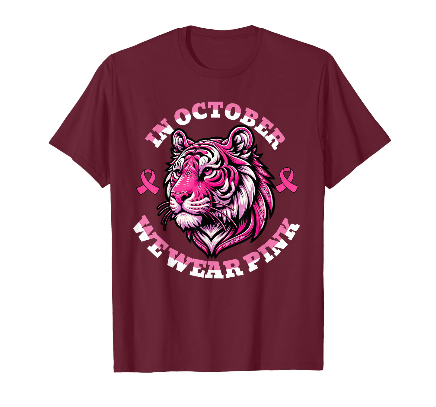 Tiger Pink, in October We Wear Pink Cute Graphic T-Shirt