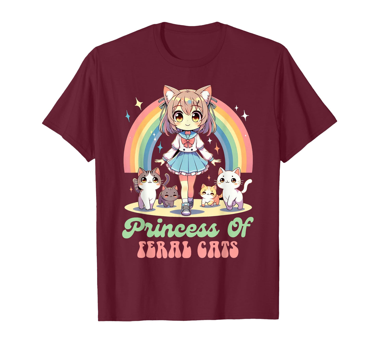 Anime And Cats Lover Princess Of Feral Cats Kawaii Otaku T-Shirt