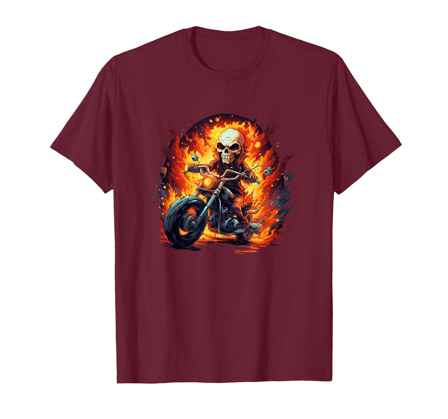 Nice Motorcycle Flames for Skull and Skeleton Lovers T-Shirt