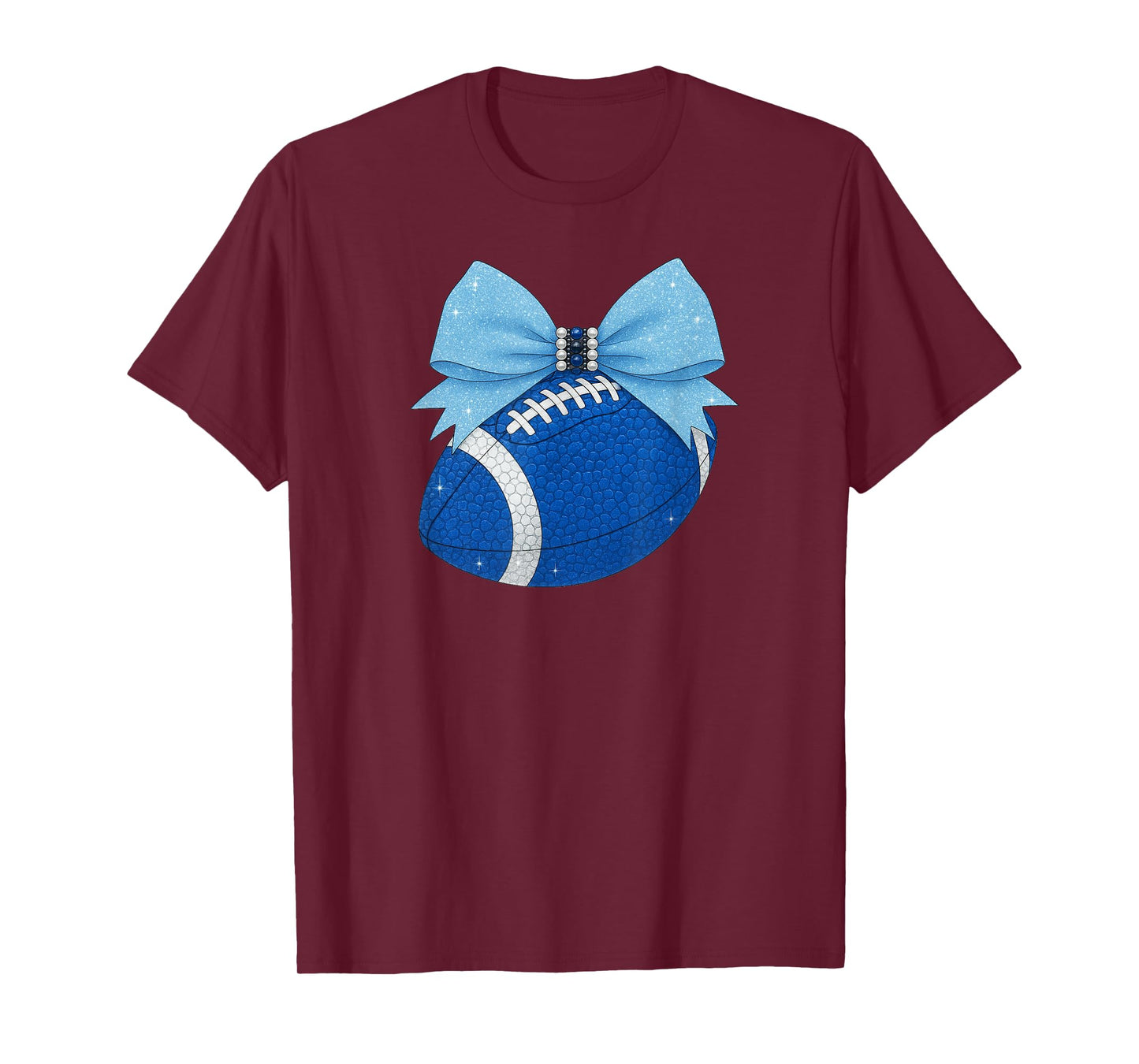 Royal Blue & White Sparkle Football T-Shirt