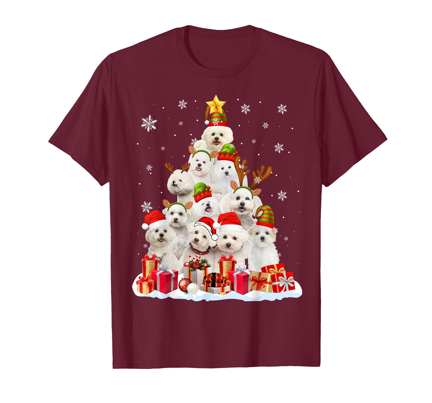 Funny Bichon Frise Christmas Tree Funny Dog Lover Gifts T-Shirt for Men Women Girls Kids
