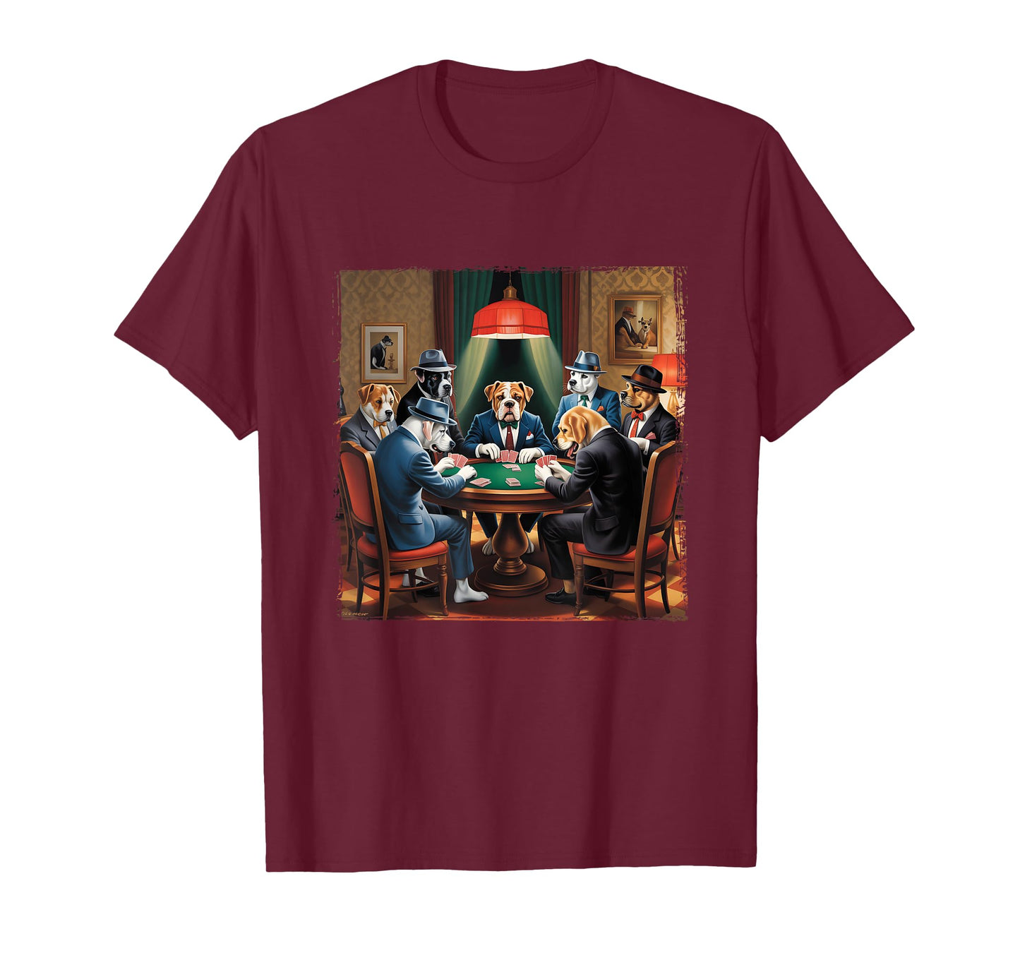 Dogs in Suits Playing Poker Mafia Style Vibes Dog Gambling T-Shirt