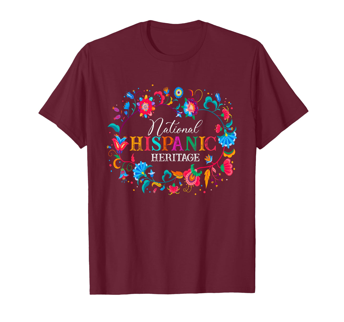 Womens Hispanic Heritage Month Flower Latino Countries Flags T-Shirt