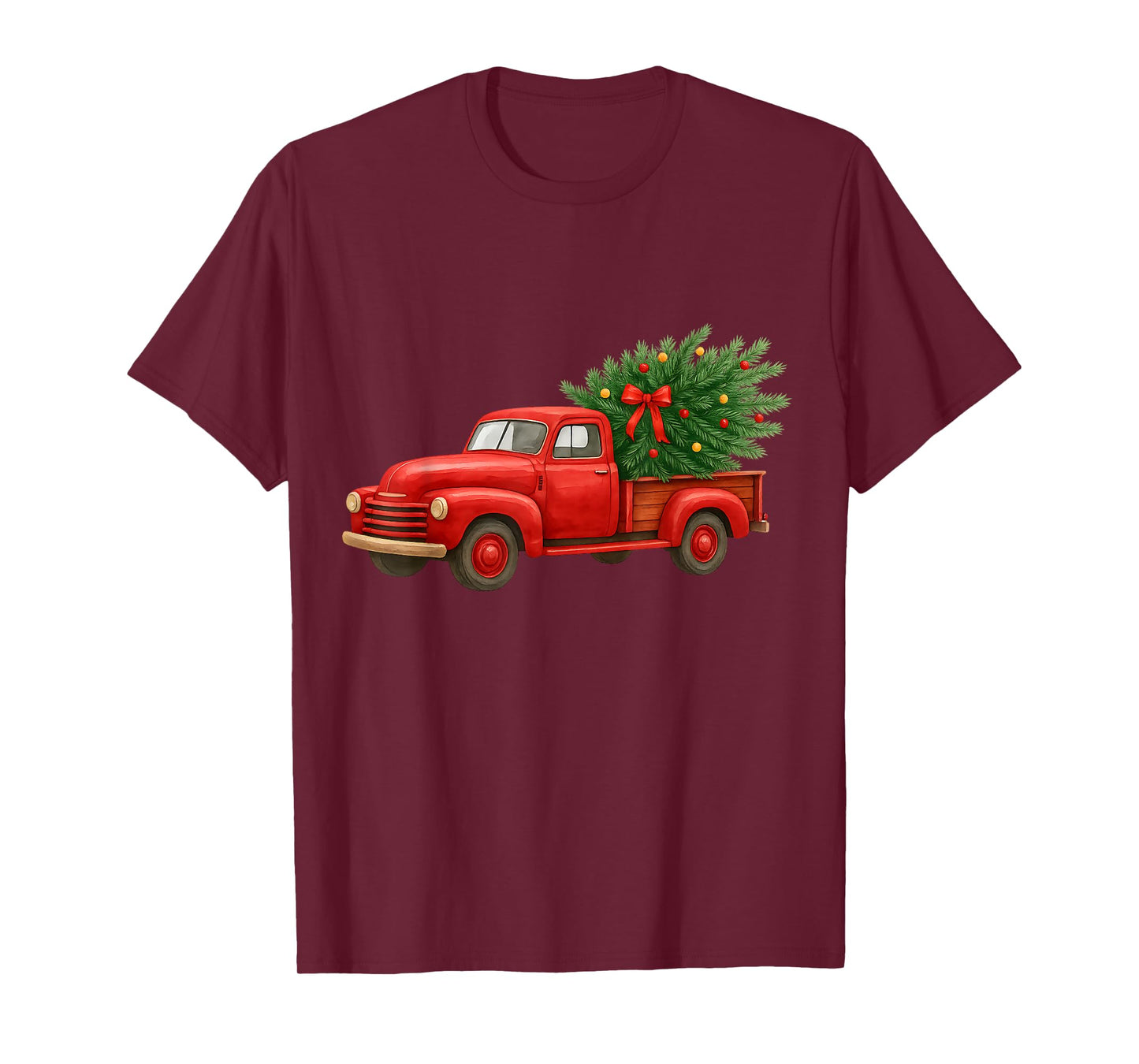 Vintage Red Truck Christmas Tree Winter Season T-Shirt