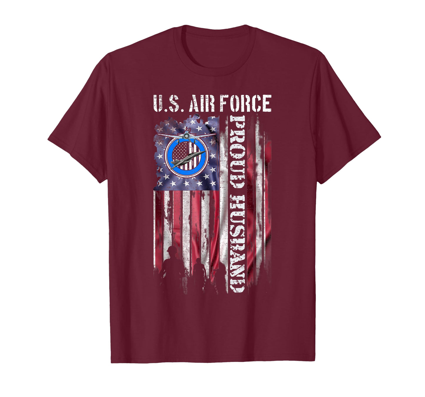 Vintage USA American Flag US Air Force Proud Veteran Husband T-Shirt