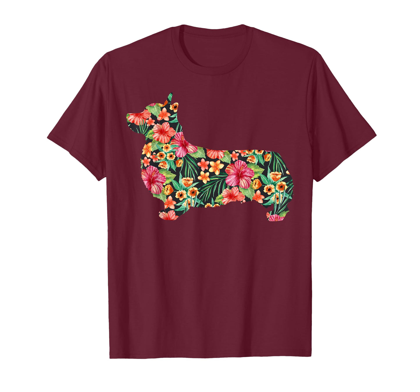 Corgi Flower Funny Dog Silhouette Floral Gifts Women Men T-Shirt