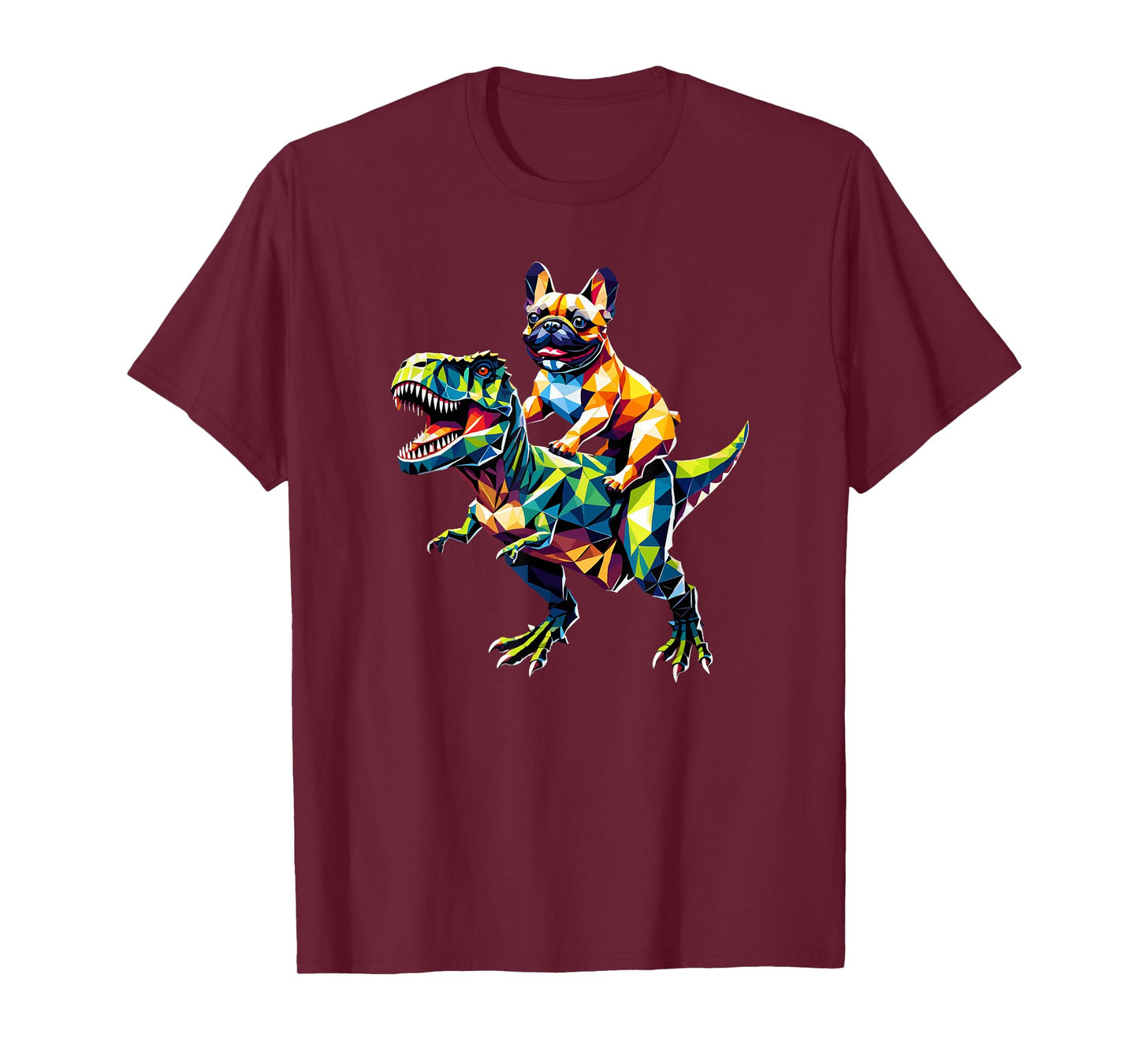 Geometric Art Dinosaur T-Rex French Bulldog Frenchie T-Shirt