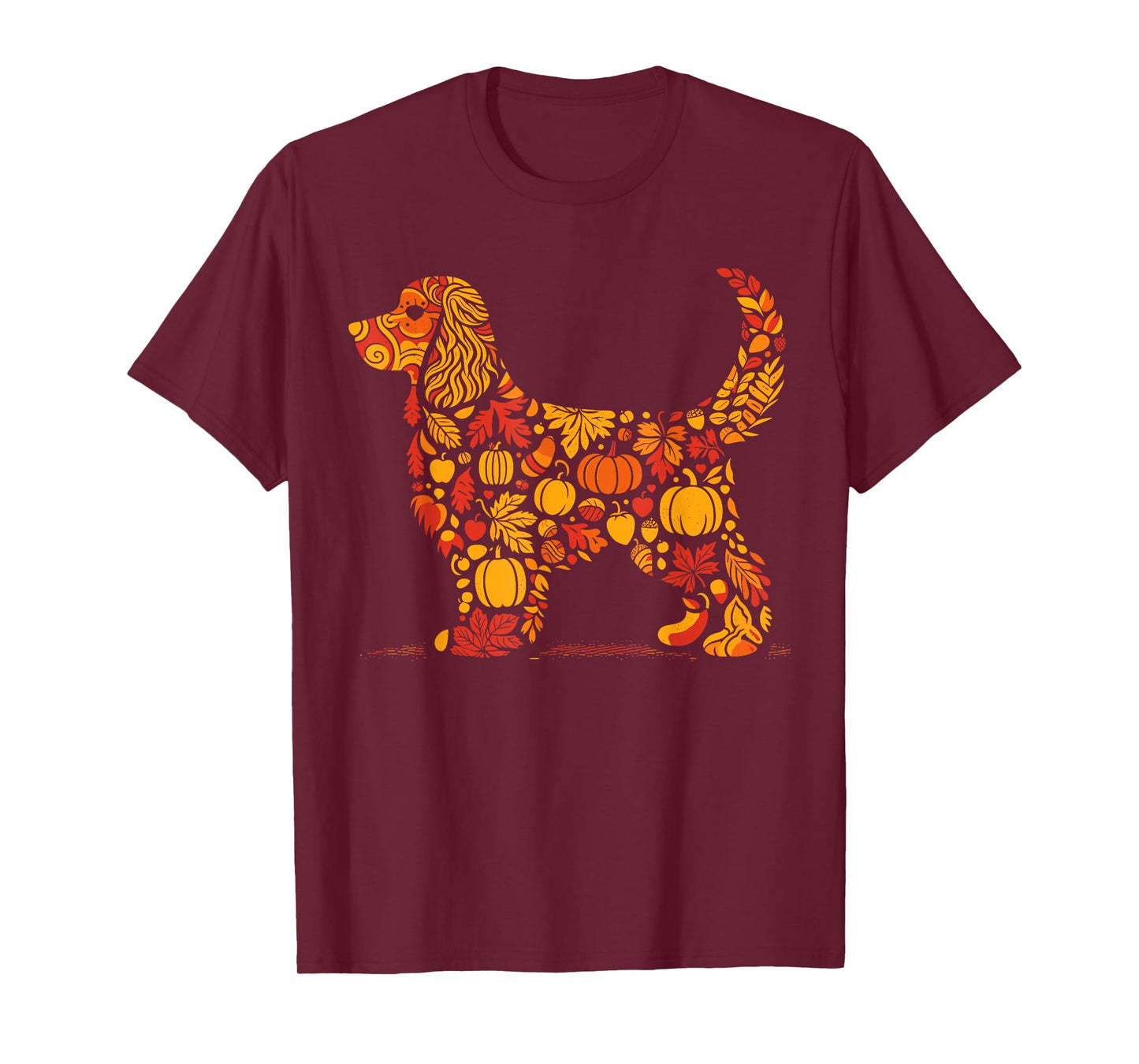 Autumn Pumpkin Cocker Spaniel Thanksgiving Womens Mens Kids T-Shirt
