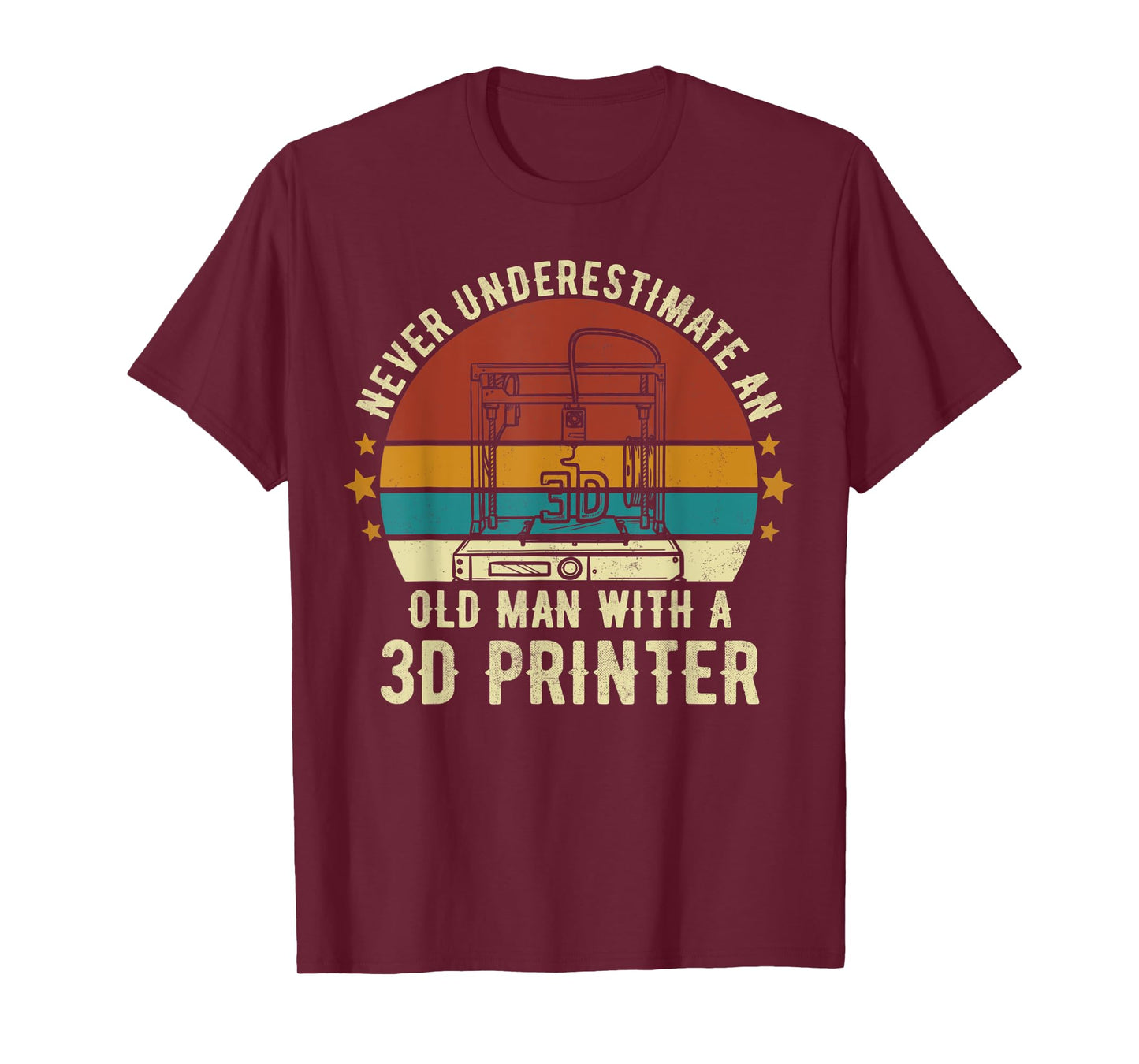 Mens Old Man With A 3D Printer Sarcastic Funny 3D Printing T-Shirt