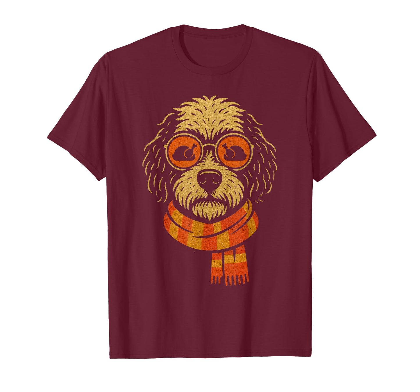 Funny Bernedoodle Thanksgiving Dog Turkey Glasses Fall Scarf T-Shirt