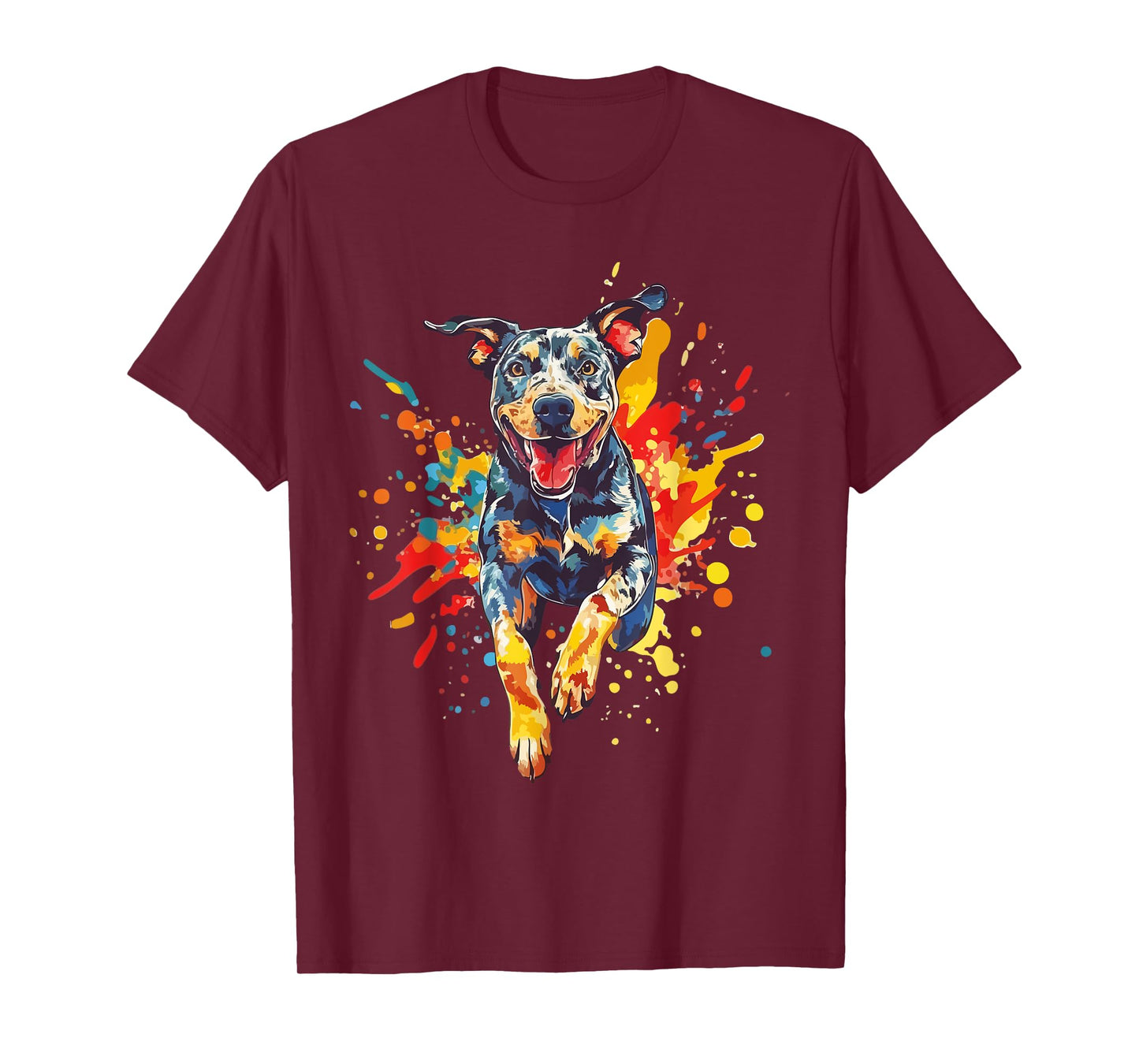 Catahoula Lover Colorful Splash Art Catahoula Leopard Dog T-Shirt
