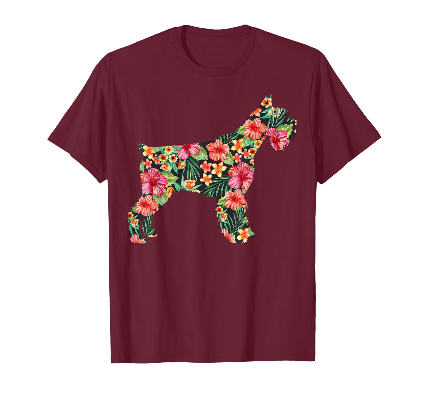 Schnauzer Flower Funny Dog Silhouette Floral Gifts Women T-Shirt