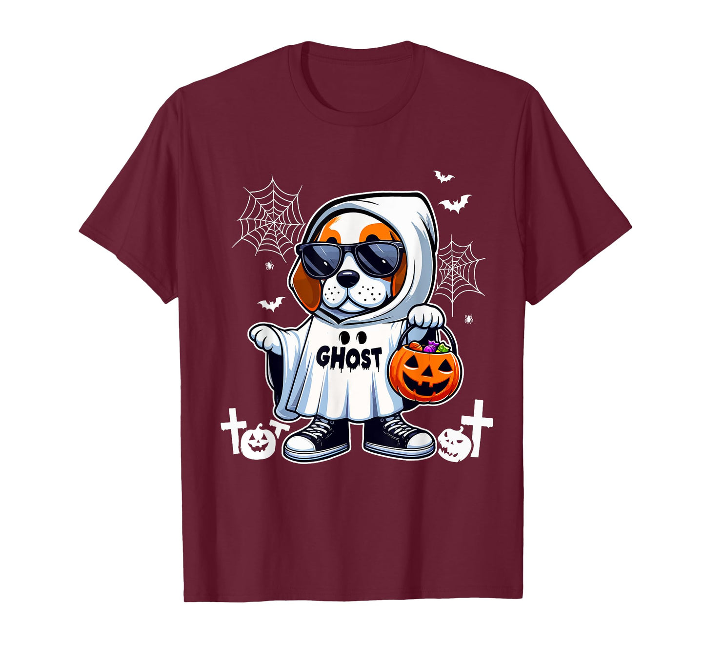 Ghost Halloween Beagle Sunglasses Cosplay Boo Ghost Lover T-Shirt