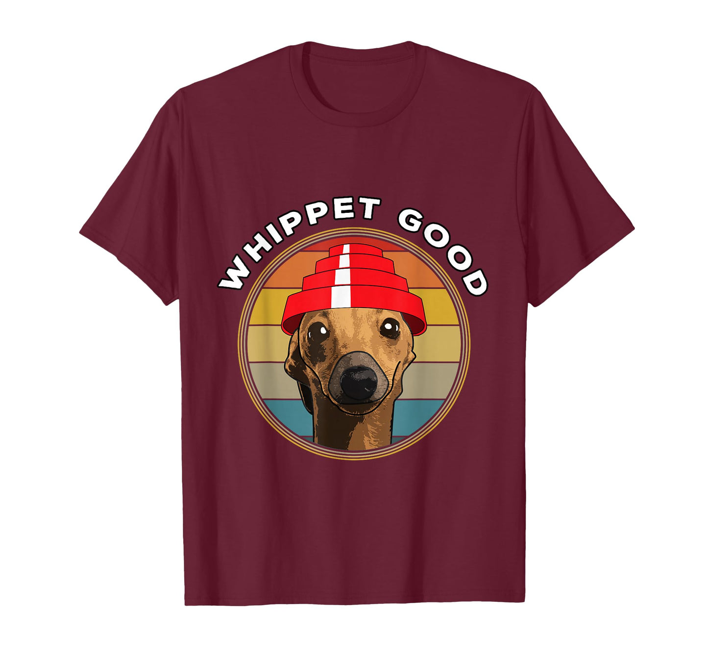 Whippet Good Funny 80's Music Dog Design T-Shirt