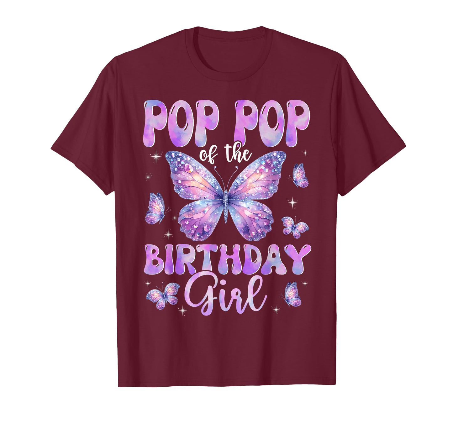Pop Pop Of The Birthday Girl Butterfly Family Matching T-Shirt