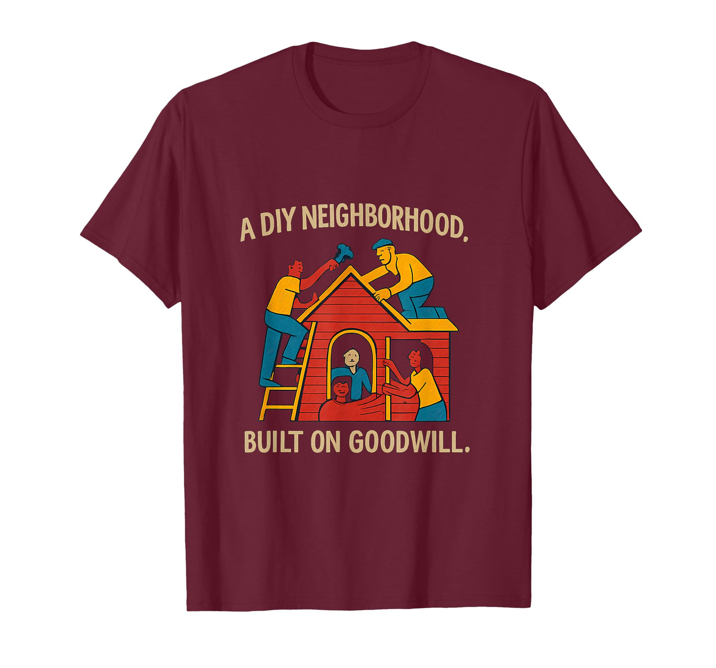 DIY Neighborhood Goodwill Hand-Drawn Community Pride T-Shirt