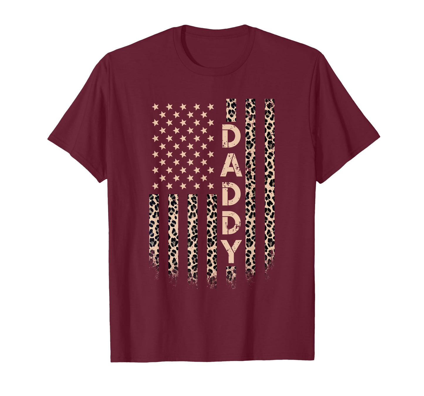 Daddy American Flag USA Leopard Print Dad T-Shirt