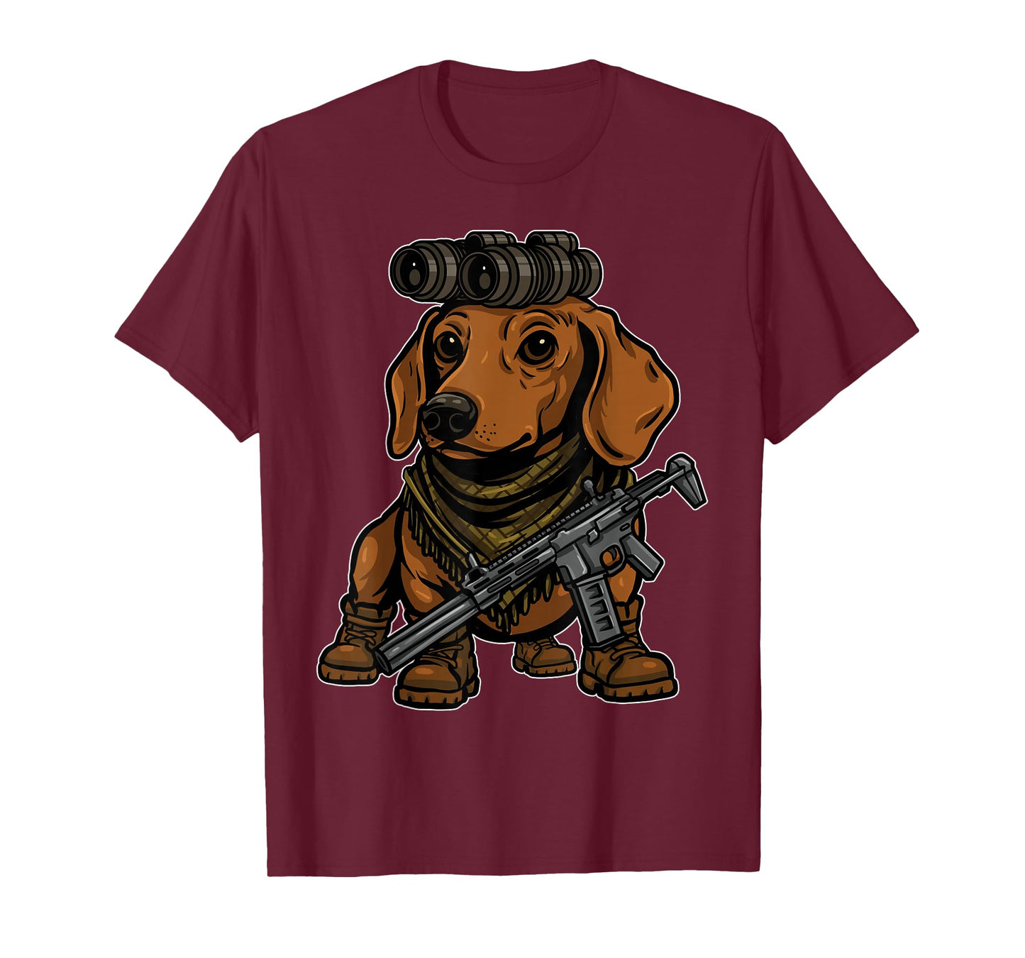 Dachshund Dog with NVG Funny Tactical Wiener Military Meme T-Shirt