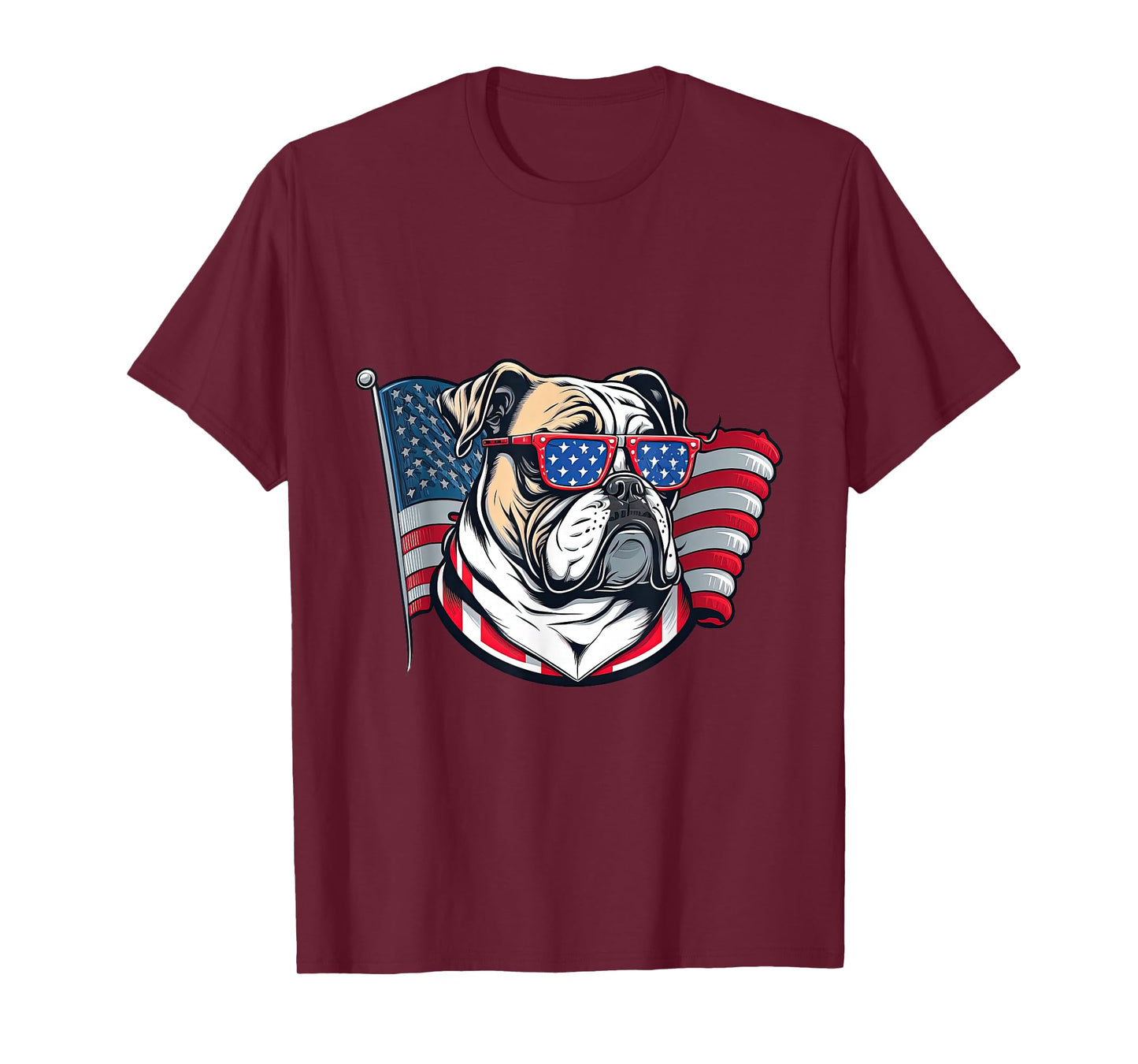 Bulldog: A Patriotic American on 4th of July T-Shirt