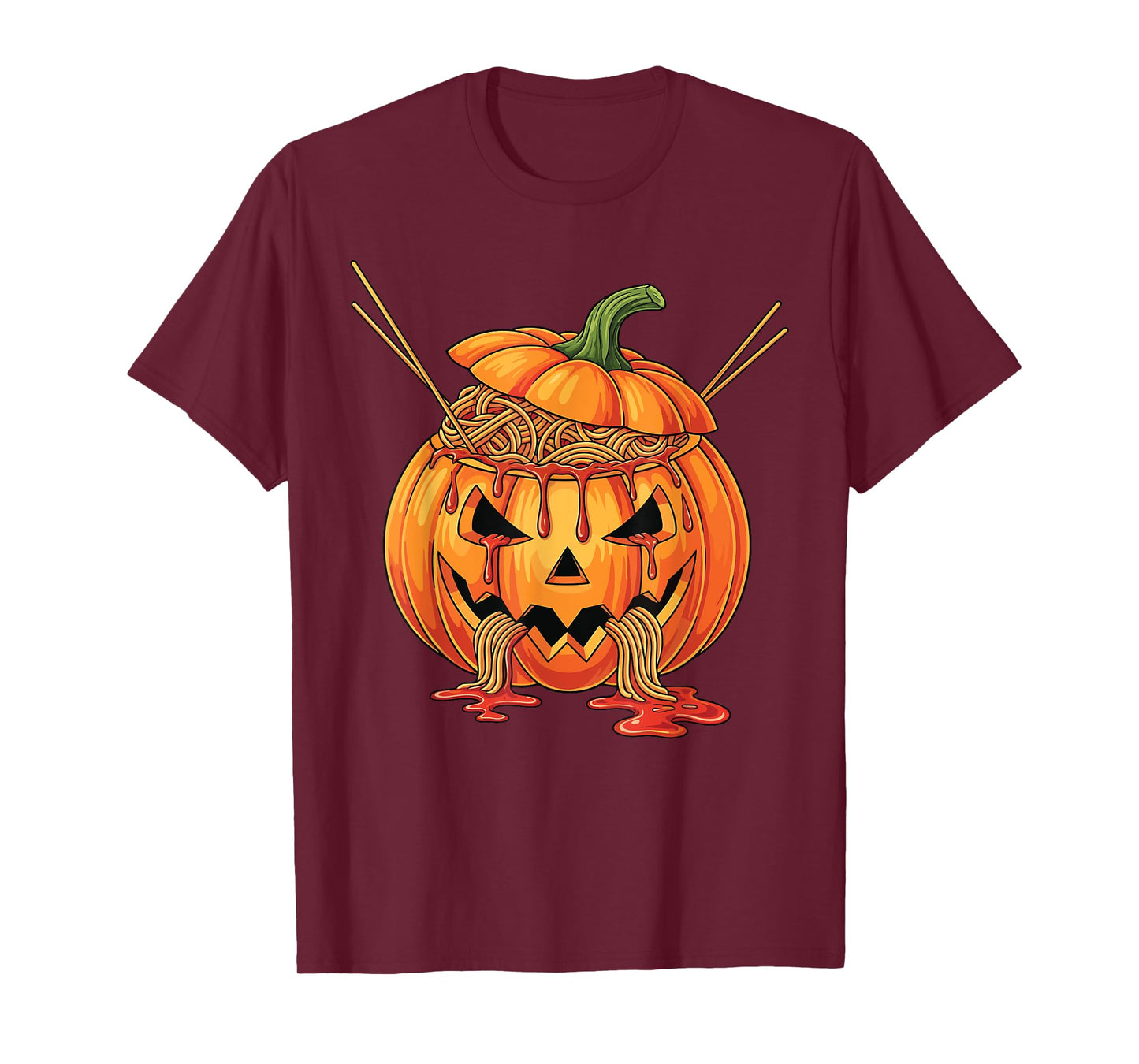 Creepy Spaghetti Pumpkin Horror Art Halloween Costume T-Shirt