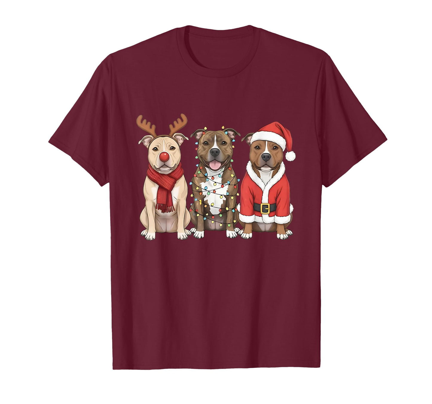 Santa American Pitbull Terrier Christmas Pittie Dog Mom Xmas T-Shirt
