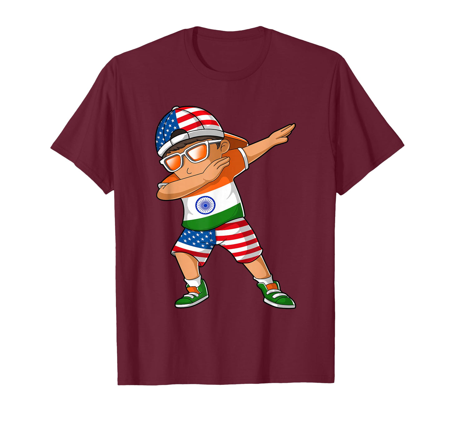 Half American Half Indian Boy Kid India Flag Patriotic T-Shirt