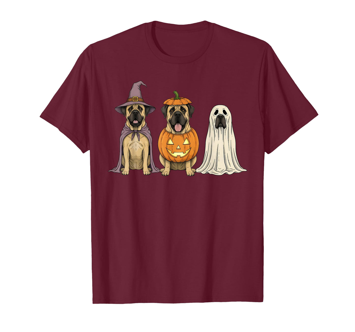 Spooky Ghost English Mastiff Pumpkin Halloween Dog Lover T-Shirt