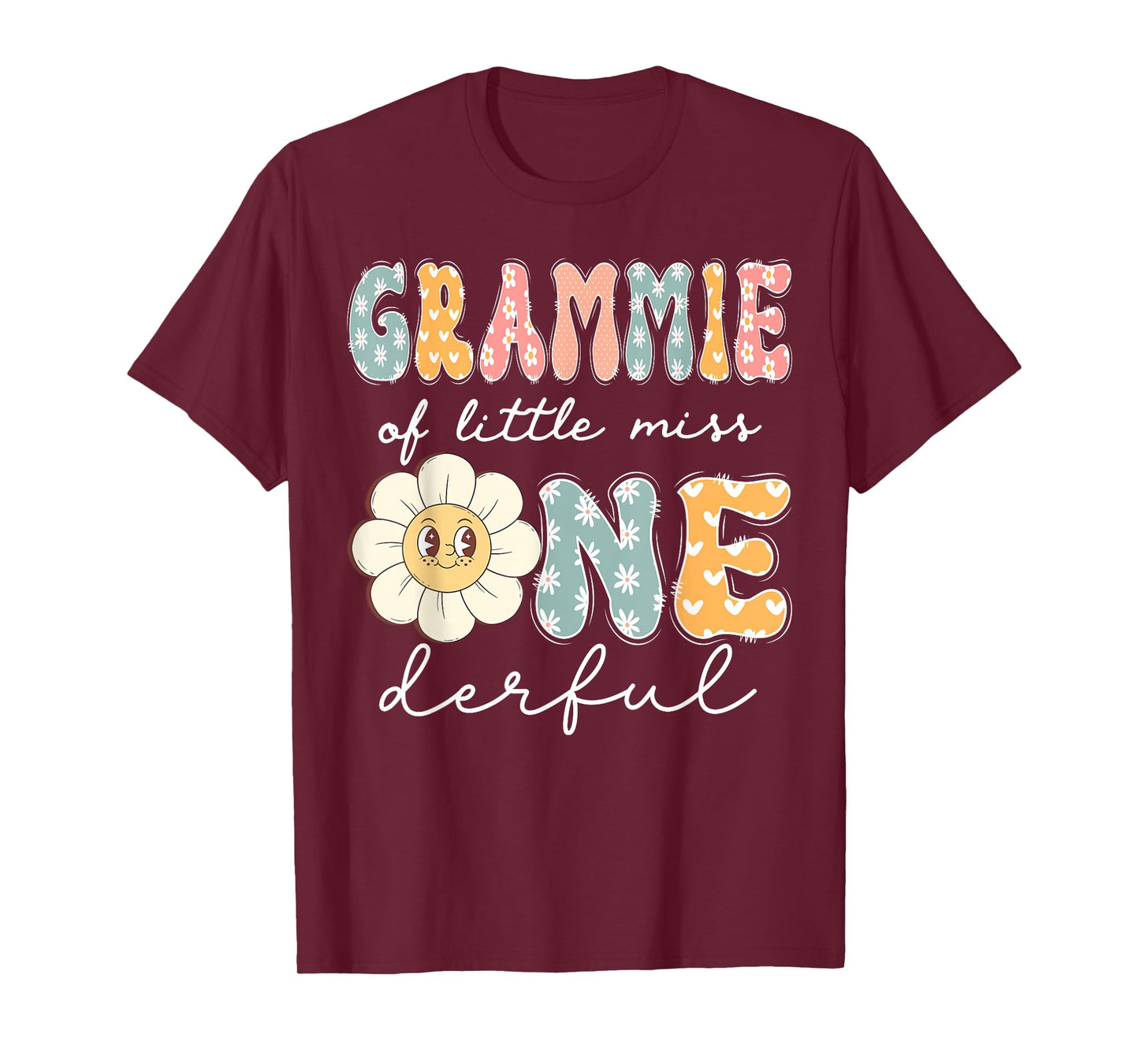 Grammie Of Little Miss Onederful 1St Birthday Girl Daisy T-Shirt