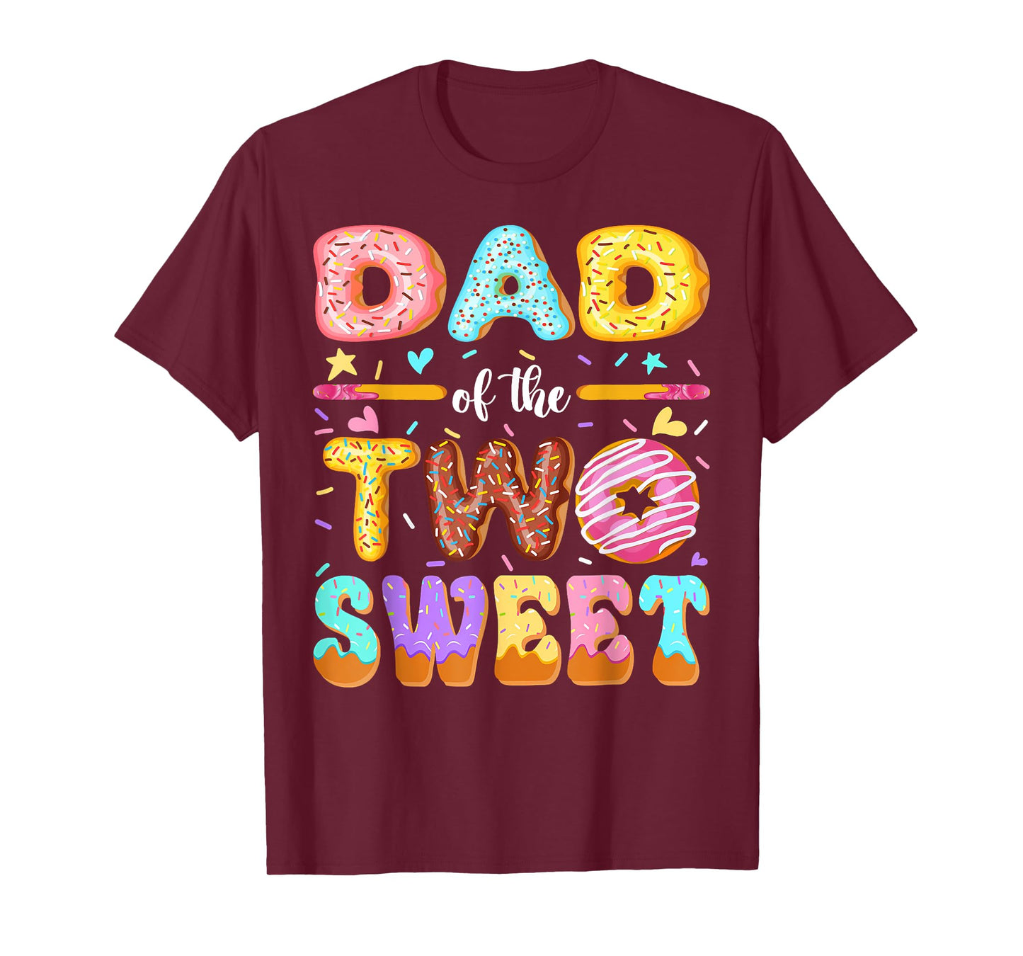 Dad Of The Two Sweet 2Nd Birthday Girl Donut T-Shirt