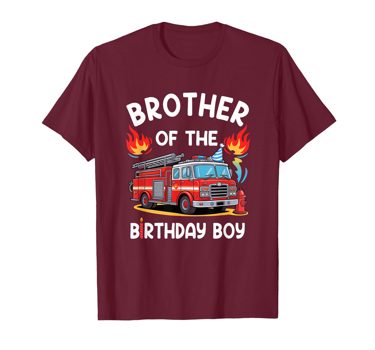 Brother Of The Birthday Boy Fire Truck Firefighter 1St Party T-Shirt