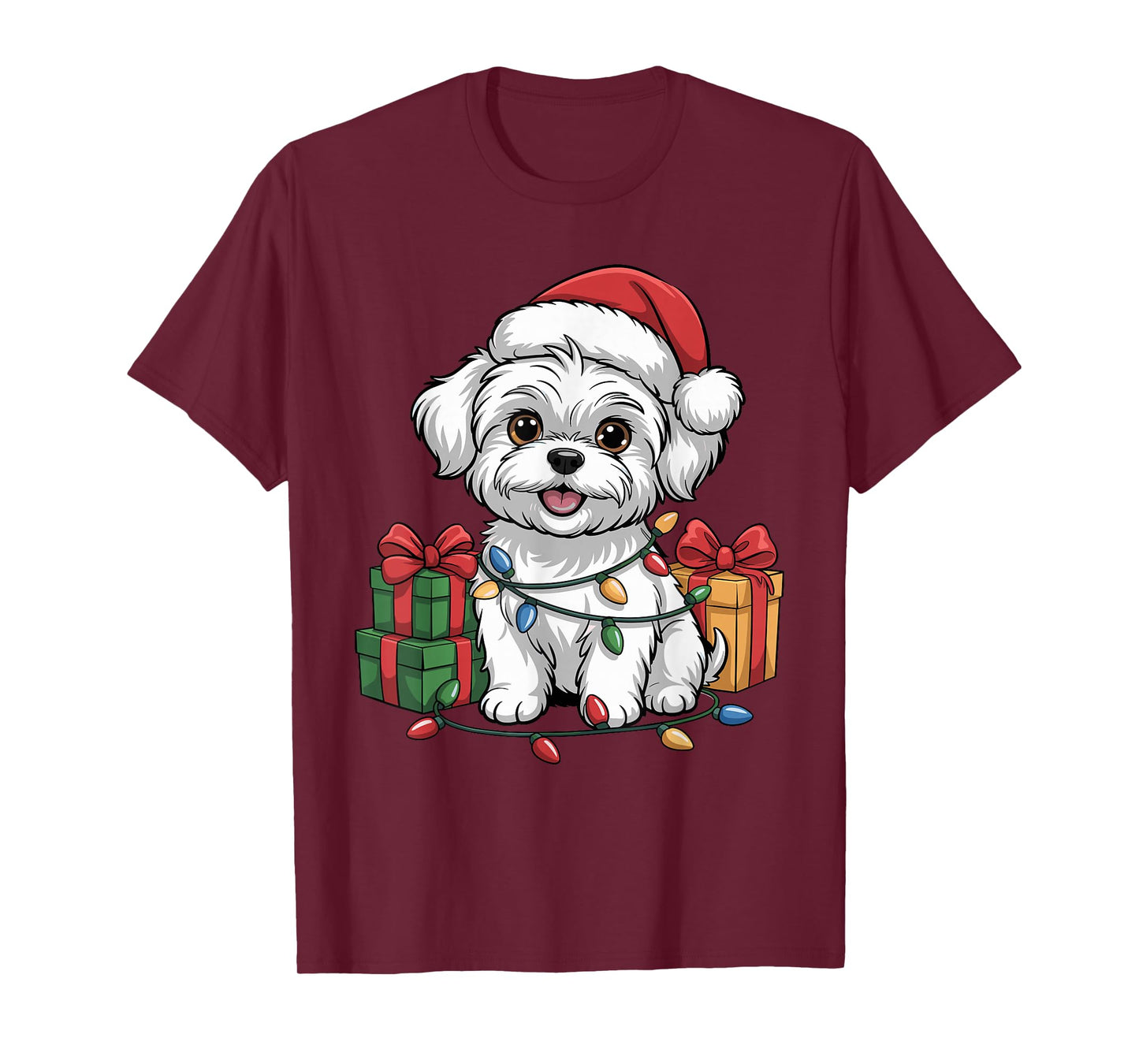 Cute Maltese Christmas Xmas Design Funny Dog Lover Holiday T-Shirt