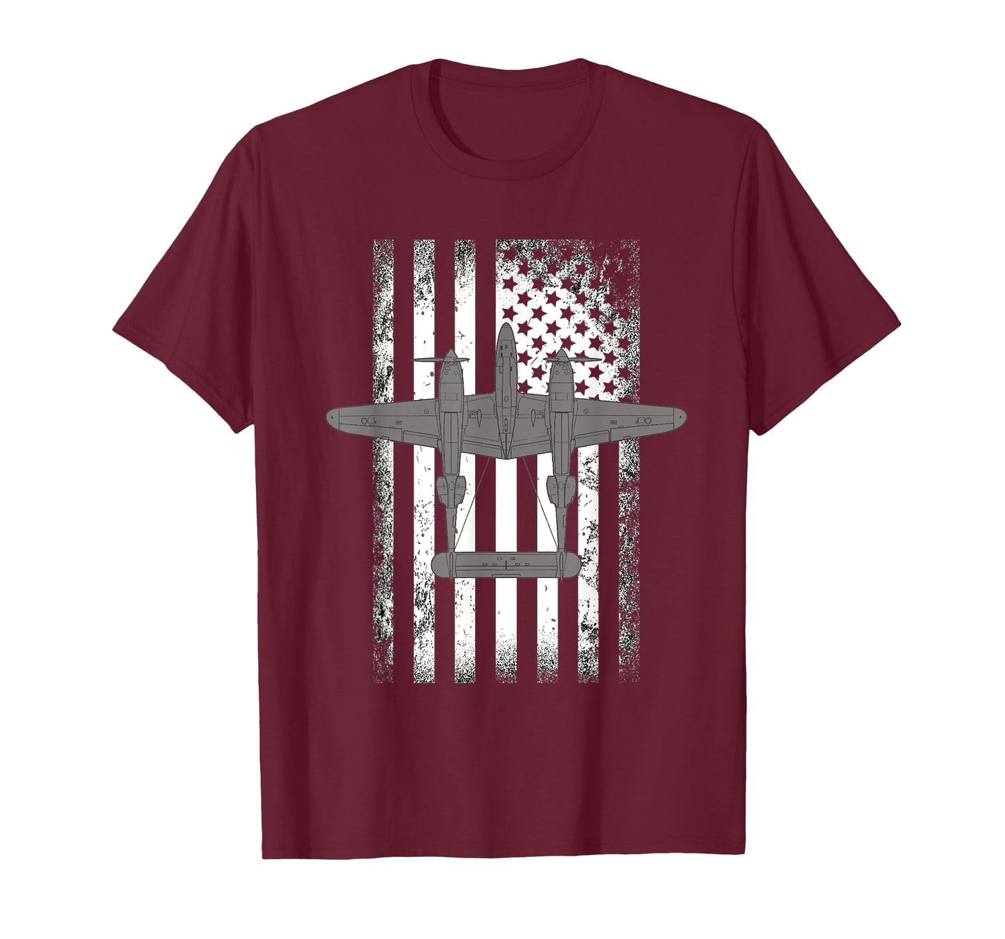 P-38 Lightning Warbird American Flag Fighter Airplane Women Men T-Shirt