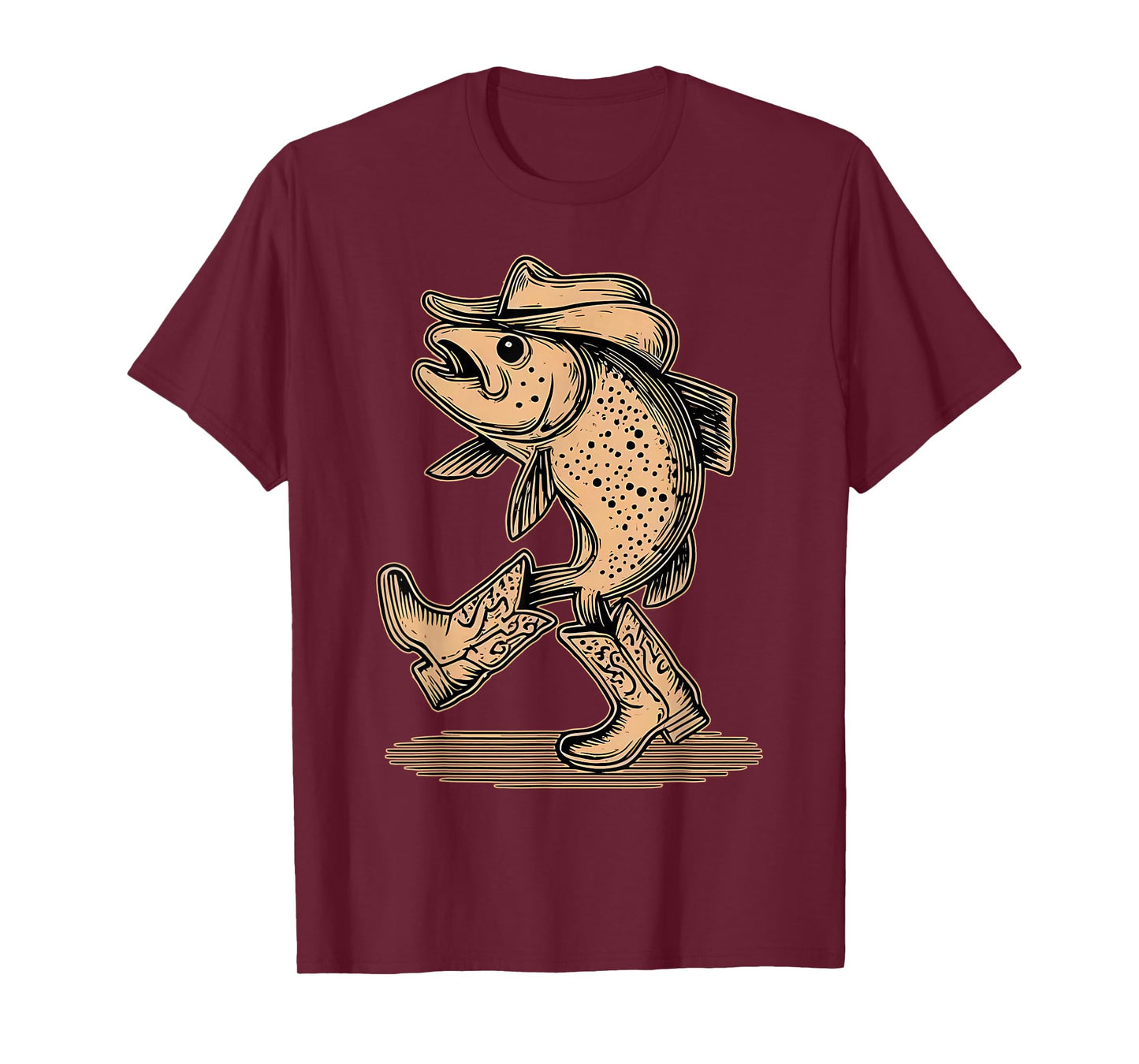 Vintage Fish Wearing Cowboy Hat Cowgirl Western Country T-Shirt