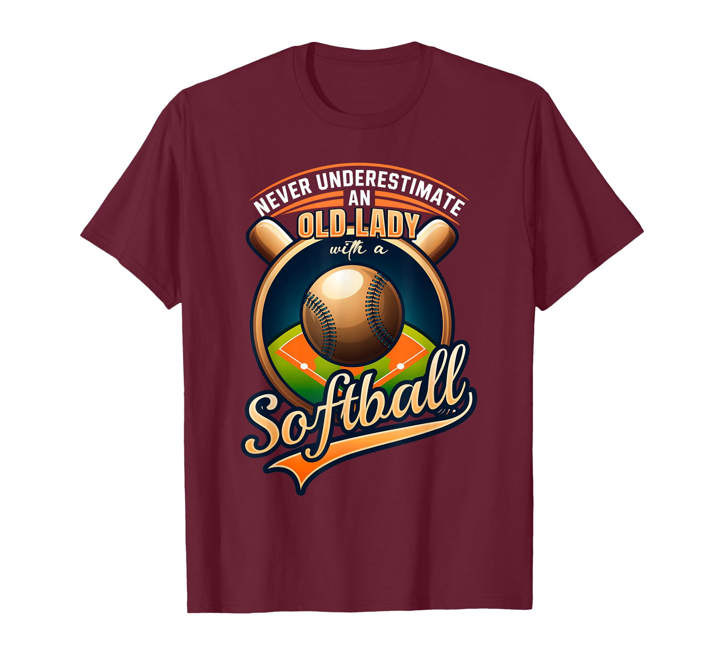 Never Underestimate Old Lady with a Softball Sport Player T-Shirt