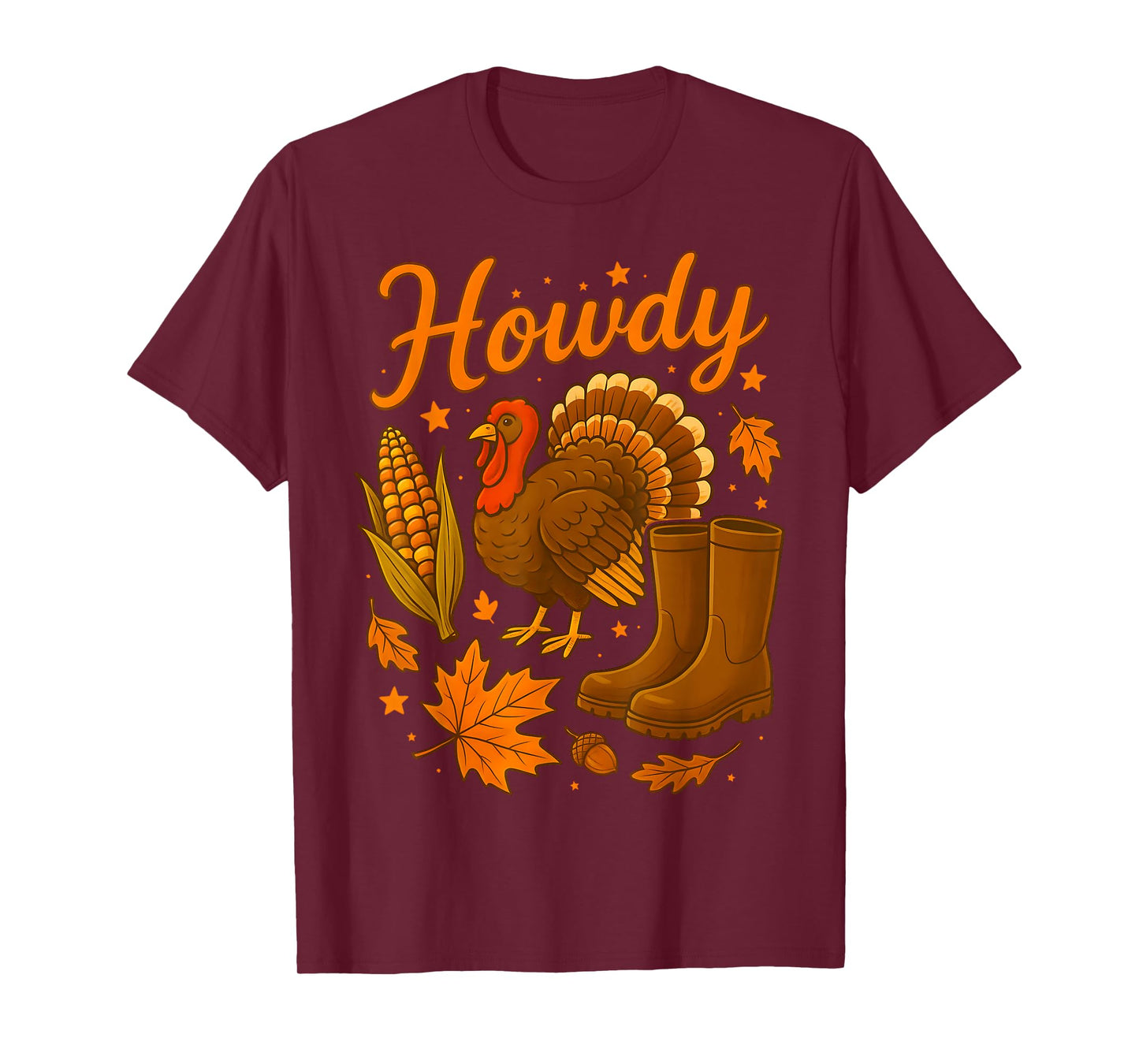 Howdy Cowgirl Western Rodeo Cozy Fall Thanksgiving Turkey T-Shirt