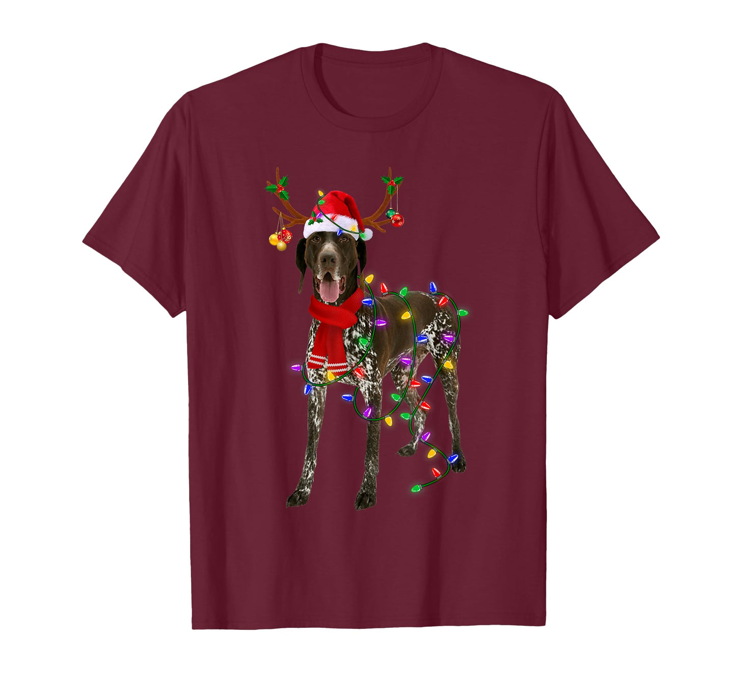 German Shorthaired Pointer Dog Tree Christmas Lights Pajama T-Shirt
