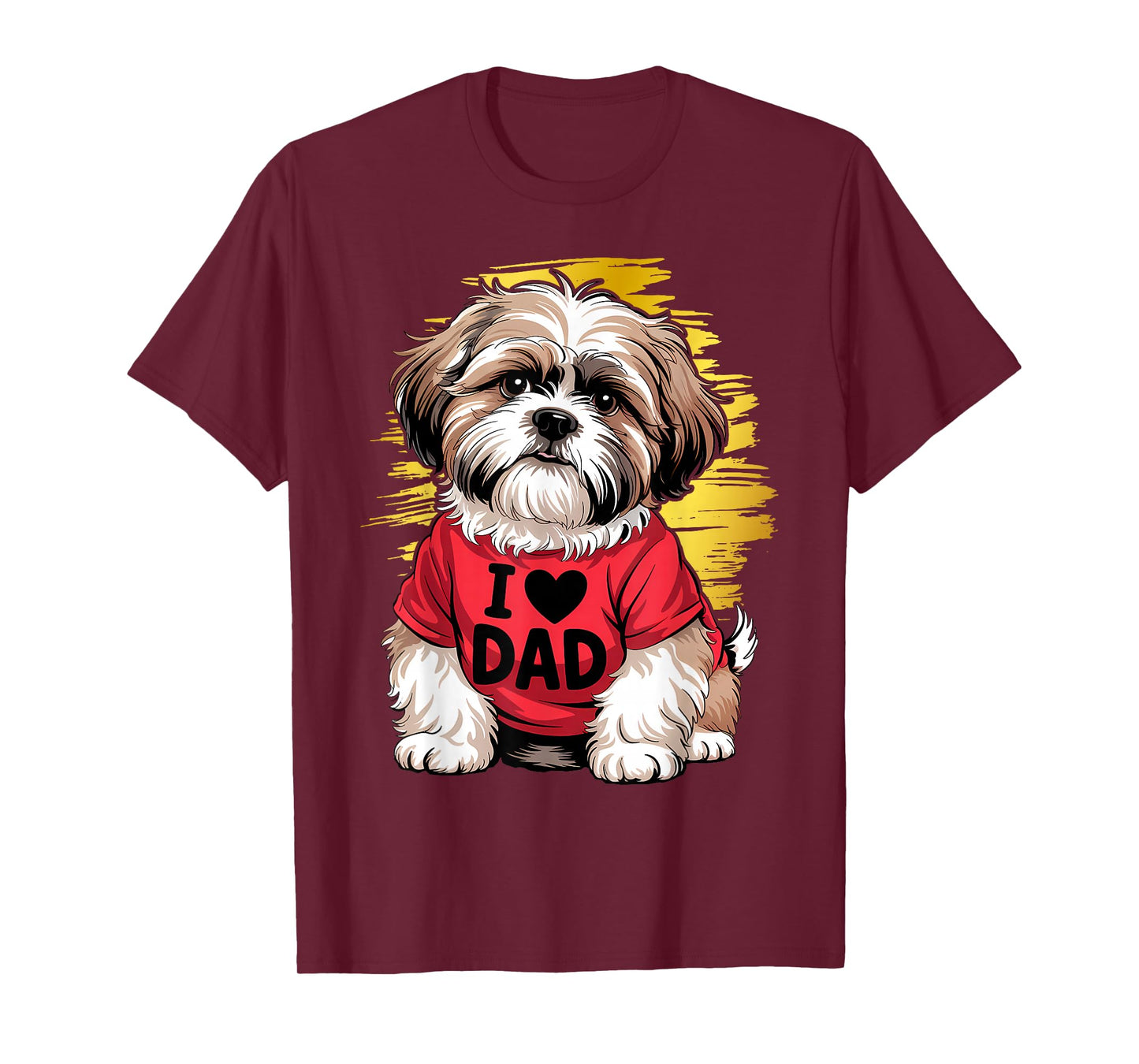 I Love Dad Tattoo Shih Tzu Dad Funny Father's Day T-Shirt