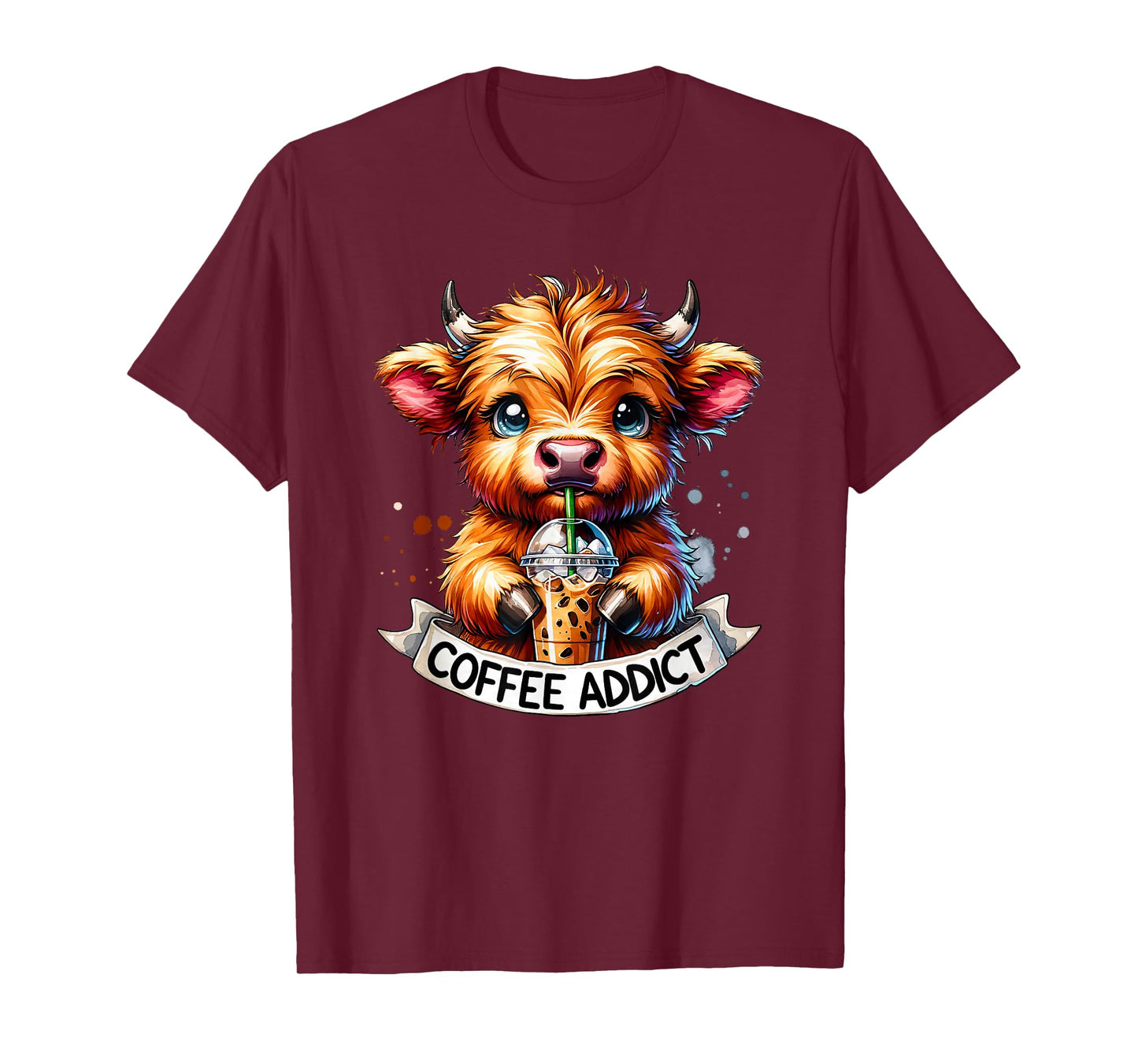 cute highland cow coffee addict T-Shirt
