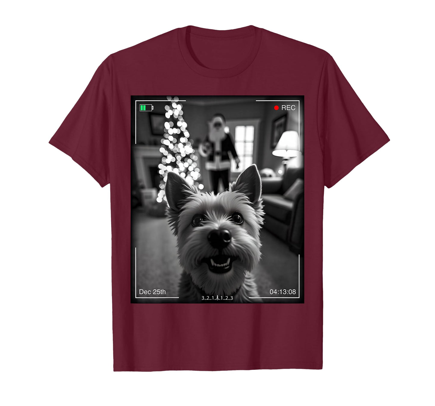 Yorkshire Terrier Catches Santa On Camera Xmas T-Shirt