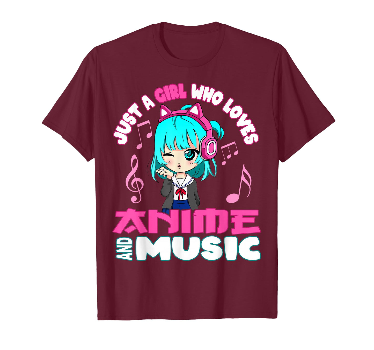 Anime and Music Girl for Teen chibi graphic funny T-Shirt